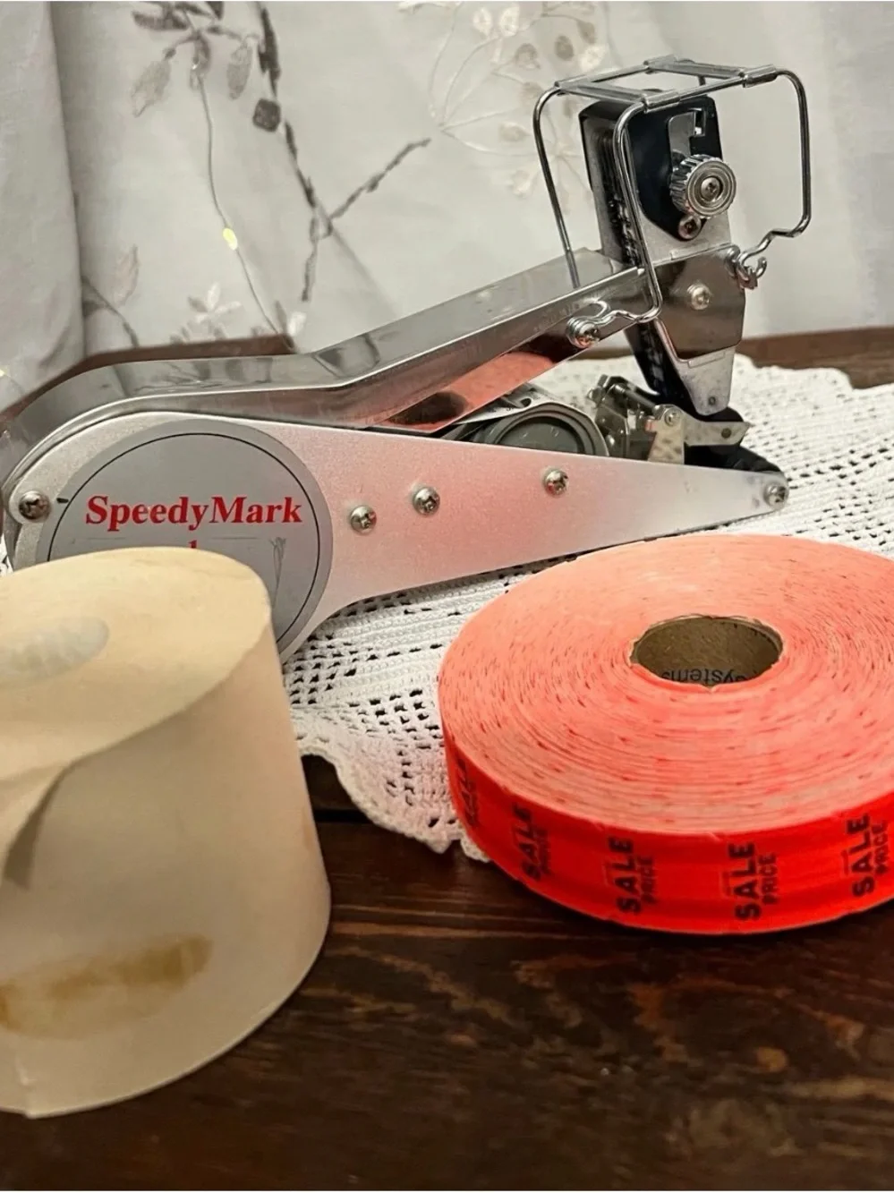 Vintage Labeler with Orange 'SALE' Price Roll and paper